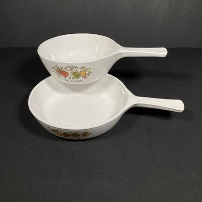 LOT 161: Vintage Corning Ware Pyrex Spice of Life Collection and Six Arcoroc France Glass Dishes