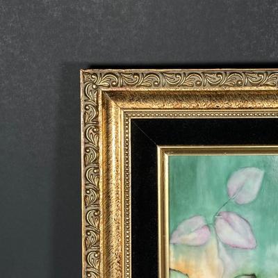 LOT 162: Beautiful Hand Painted and Framed Work of Art by Artist Elma C. Davidson, Mosaic Planter and Japan Ginger Jar