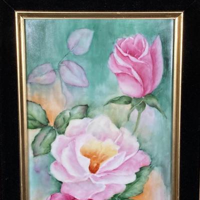 LOT 162: Beautiful Hand Painted and Framed Work of Art by Artist Elma C. Davidson, Mosaic Planter and Japan Ginger Jar