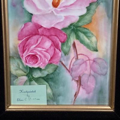 LOT 162: Beautiful Hand Painted and Framed Work of Art by Artist Elma C. Davidson, Mosaic Planter and Japan Ginger Jar