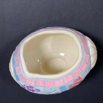LOT 162: Beautiful Hand Painted and Framed Work of Art by Artist Elma C. Davidson, Mosaic Planter and Japan Ginger Jar