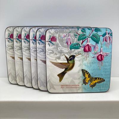 LOT 165: Bird / Garden Themed Collection - Yankee Candle Tea Light Holders, Pimpernel Hummingbird Coasters, Cardinal Salt and Pepper...