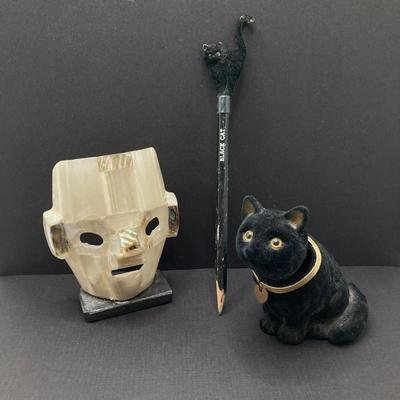 LOT 166: Spooky Cool Vintage Collection - Bejeweled Pumpkin, Witches, Black Cats, Mother of Pearl Mask and More