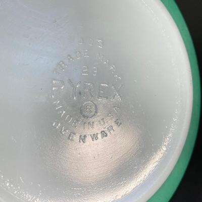 LOT 167: Vintage Sunbeam Mixer, Green Pyrex Mixing Bowl and Wooden Oven Stick