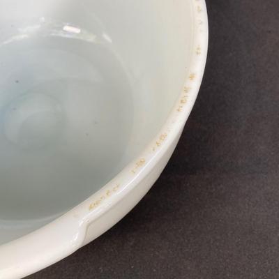LOT 167: Vintage Sunbeam Mixer, Green Pyrex Mixing Bowl and Wooden Oven Stick