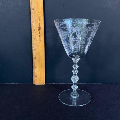 LOT 168: Vintage Entertaining Collection - Crown Glass Decanter, Kluk Kluk Glass Decanter and Etched Cambridge Style Glassware Set