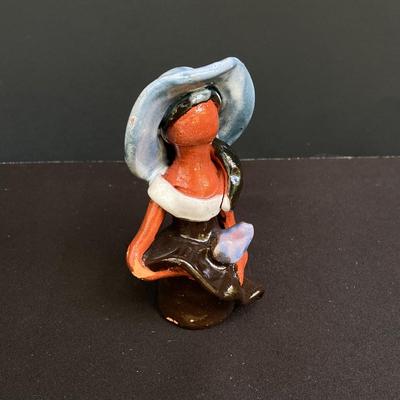 LOT 169: Assa Chourico Terracotta Cooking Dish, Girl With No Face Pottery Figurine, Brass Ashtray, Wooden Cigar Box and Cancun Mexico...