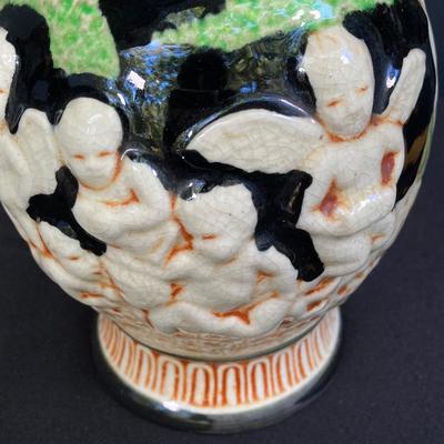 LOT 170: Vintage Decorative Collection - Cobalt Blue Shell, Greek Style Cherub Vase, Trimont Ware Japan Bowl, Villanova University Bud...