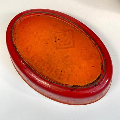 LOT 171: Red Enamel Dutch Oven and Orange / Red Le Creuset Oval Baking Dish