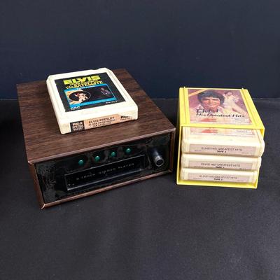 LOT 172: Vintage Sears Roebuck and Co. 8 Track Player Model 400 9101 0300, Elvis 8 Track Tapes, Car Books and Kooky2 Pink Cadillac Candy...