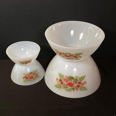 LOT 176: Vintage Arcopal France Bird and Floral Mixing Bowl Set with Anchor Hocking Oven Ware and More