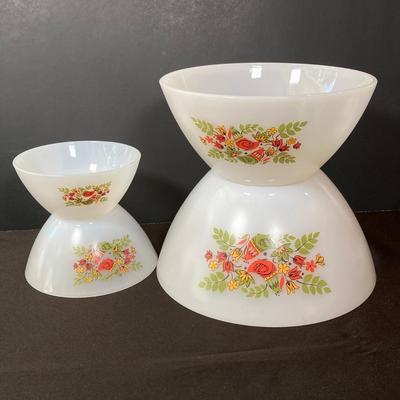 LOT 176: Vintage Arcopal France Bird and Floral Mixing Bowl Set with Anchor Hocking Oven Ware and More