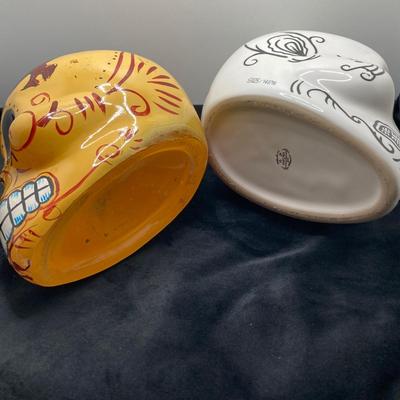 LOT 177: Pair of Kah Tequila Scull Bottles / Decanters, Set of Four Rocks Glasses and Glass Bottle with Wire Bail Swing Top Lid