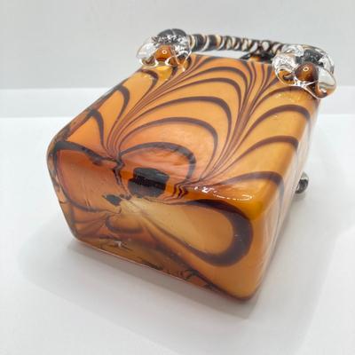 LOT 178: Lenox Kate Spade One In A Million Mug, Art Glass Animal Print Handbag Vase, Leather Coach Hang Tag and Krispy Kreme Mug
