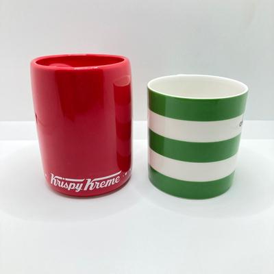 LOT 178: Lenox Kate Spade One In A Million Mug, Art Glass Animal Print Handbag Vase, Leather Coach Hang Tag and Krispy Kreme Mug