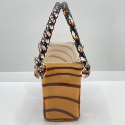 LOT 178: Lenox Kate Spade One In A Million Mug, Art Glass Animal Print Handbag Vase, Leather Coach Hang Tag and Krispy Kreme Mug
