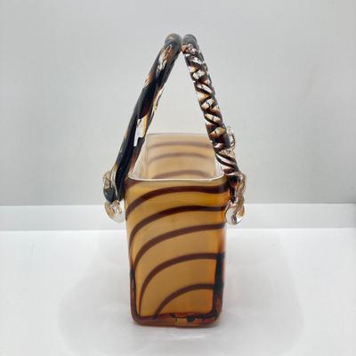 LOT 178: Lenox Kate Spade One In A Million Mug, Art Glass Animal Print Handbag Vase, Leather Coach Hang Tag and Krispy Kreme Mug