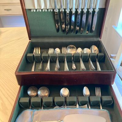 LOT 55: Damask Rose Heirloom Sterling Flatware Set with Two Sterling Ladles - 2,007.7 gtw
