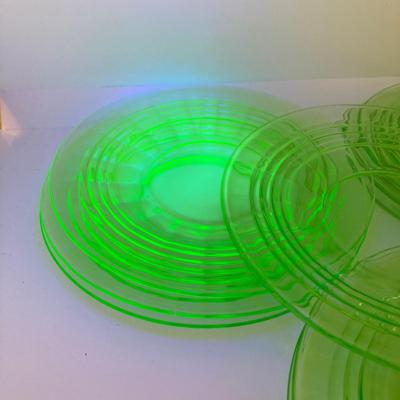 LOT 64: Ten 6 Inch Uranium Glass Serving Plates