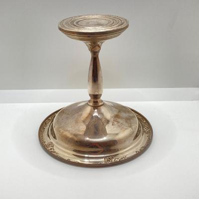 LOT 65: Damask Rose Heirloom Weighted Reinforced Sterling Pedestal Bowl and Crown Weighted Sterling Salt and Pepper Shakers