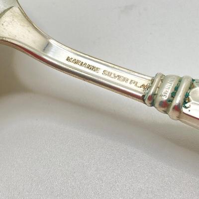 LOT 66: Gorham Sterling Silver Monogrammed Sugar Cube Tongs (25.2 gtw), Weighted Sterling / Stainless Knives, Serving Utensils and...