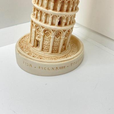 LOT 67: Collection of Home Decor - Gold Tone Vase, Sabin Crest-O-Gold 22K Souvenir New York, NY Plate, Leaning Tower of Pisa Candlestick...