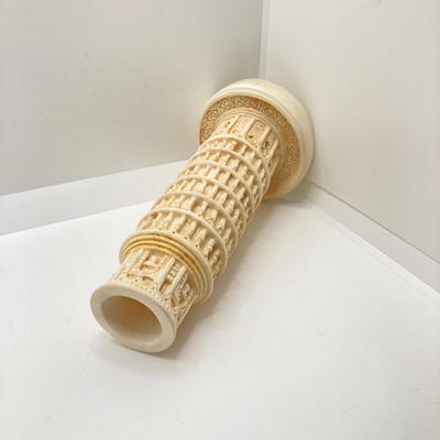 LOT 67: Collection of Home Decor - Gold Tone Vase, Sabin Crest-O-Gold 22K Souvenir New York, NY Plate, Leaning Tower of Pisa Candlestick...