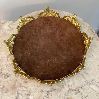 LOT 70: Vanity Mirror with Collection of Vintage Jewelry - Brooches / Pins, Shoe Clips, Clip-on Earrings, Adjustable Promise Ring and More