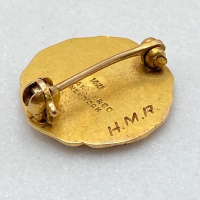 LOT 71: Antique Gold Personalized Warren & Co New York Trenton High School 1914 Class Pin - 14K 2.2 gtw