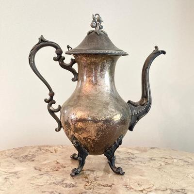 LOT 74: Silver Plate on Copper 4 Piece Tea Set