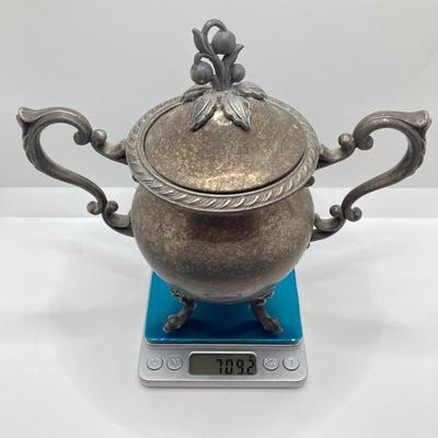 LOT 74: Silver Plate on Copper 4 Piece Tea Set