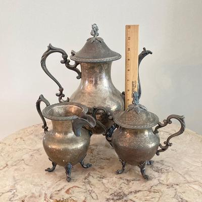 LOT 74: Silver Plate on Copper 4 Piece Tea Set