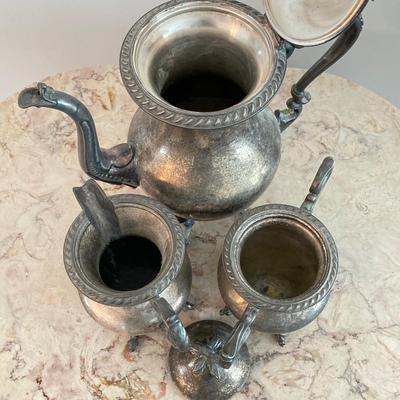 LOT 74: Silver Plate on Copper 4 Piece Tea Set