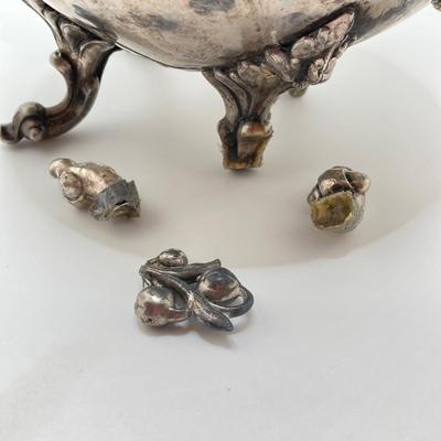 LOT 75: Silver Plated Serving Tray with Silver on Copper Tea Pot and Jardiniere Planter