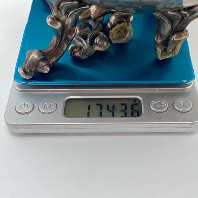 LOT 75: Silver Plated Serving Tray with Silver on Copper Tea Pot and Jardiniere Planter