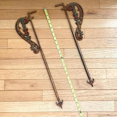 LOT 76: Ornate Metal / Painted Curtain Rods