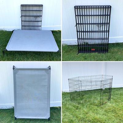 LOT 77: Lucky Dog Folding Metal Play Pen and Elevated Dog Bed