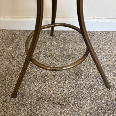 LOT 85: Vintage Victorian Chair w/Needlepoint Seat along with a Brass Coat Rack