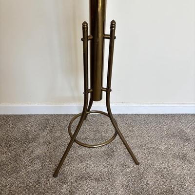 LOT 85: Vintage Victorian Chair w/Needlepoint Seat along with a Brass Coat Rack