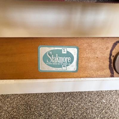 LOT 86: Stakmore Folding Chair, Brass Coat Rack & Upholstered Foot Rest
