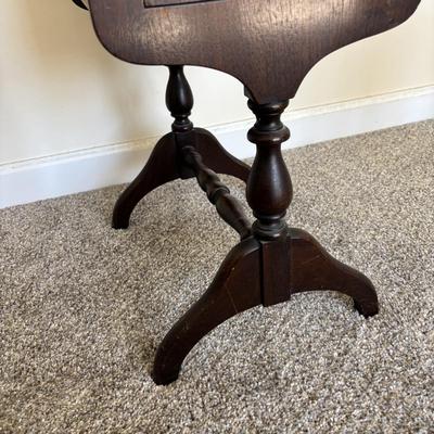 LOT 87: Antique Sewing Box w/Notions & Vintage Victorian Chair w/Needlepoint Seat