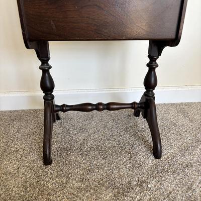 LOT 87: Antique Sewing Box w/Notions & Vintage Victorian Chair w/Needlepoint Seat