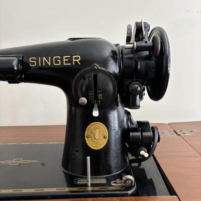 LOT 88: Vintage Singer Sewing Machine in Cabinet