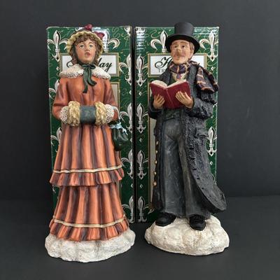 LOT 94: Sherri Buck Baldwin "Weekend Play" Figure, Thomas Kinkade Tele Flora Candle Holder & Holiday Caroling Figures