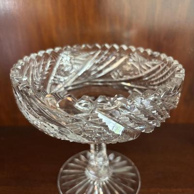 LOT 100: Elegant Cut Crystal Collection: Cornucopia, Compote Dish and Ashtrays