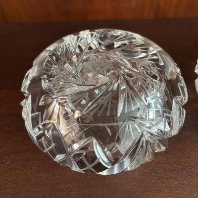 LOT 100: Elegant Cut Crystal Collection: Cornucopia, Compote Dish and Ashtrays