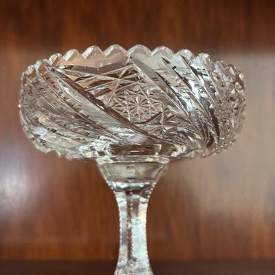 LOT 100: Elegant Cut Crystal Collection: Cornucopia, Compote Dish and Ashtrays