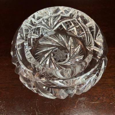 LOT 100: Elegant Cut Crystal Collection: Cornucopia, Compote Dish and Ashtrays