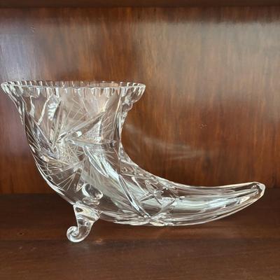 LOT 100: Elegant Cut Crystal Collection: Cornucopia, Compote Dish and Ashtrays
