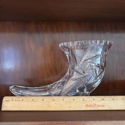LOT 100: Elegant Cut Crystal Collection: Cornucopia, Compote Dish and Ashtrays